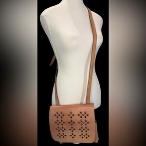 PATRICIA NASH Granada Cross Body Bag Light Camel Brown Color Laser Cut Leather